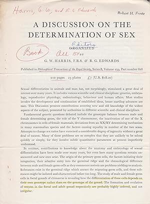 Bild des Verkufers fr A Discussion on the Determination of Sex zum Verkauf von Robinson Street Books, IOBA