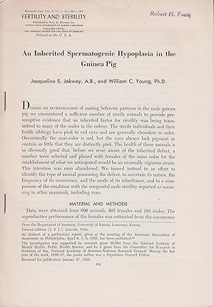Bild des Verkufers fr An Inherited Spermatogenic Hypoplasia in the Guinea Pig zum Verkauf von Robinson Street Books, IOBA