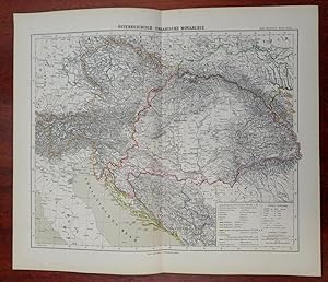 Austria-Hungary Hapsburg Empire Vienna Budapest 1885 Flemming detailed map