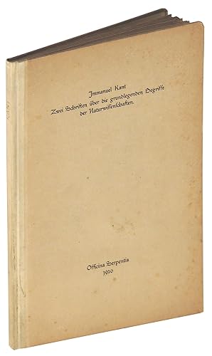 Zwei Schriften über die grundlegenden Begriffe der Naturewissenschaften (Two writings on the fund...