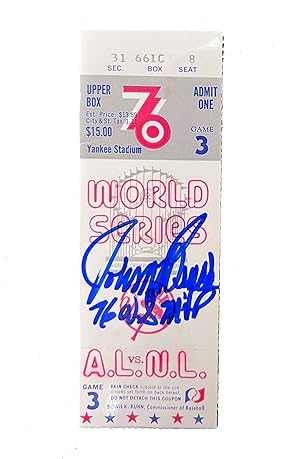 Signed Yankees vs. Reds World Series Game 3 Ticket (1976)