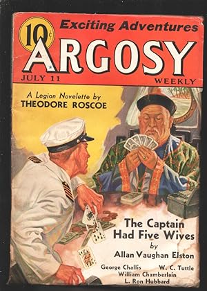 Argosy 7/11/1936-Card game cover-L. Ron Hubbard story-'Sleepy McGee-Pulp thrills-G
