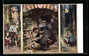 Bild des Verkufers fr Ansichtskarte Szenen aus Grimms Mrchen Hnsel und Gretel zum Verkauf von Bartko-Reher