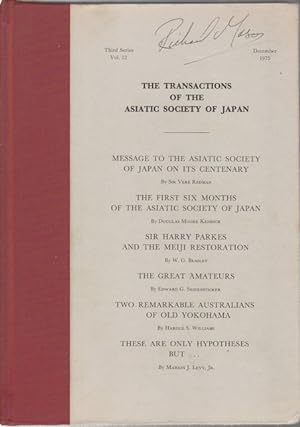 Bild des Verkufers fr The Transactions of The Asiatic Society of Japan. Third Series. Vol. 12. zum Verkauf von Asia Bookroom ANZAAB/ILAB