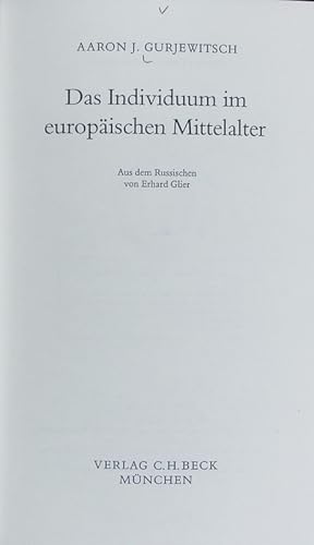 Bild des Verkufers fr Individuum im europischen Mittelalter. Europa bauen. zum Verkauf von Antiquariat Bookfarm