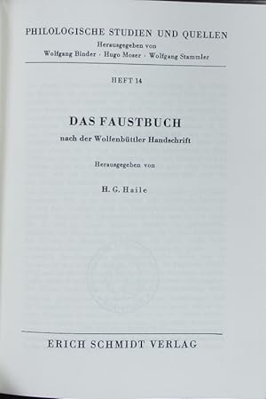 Bild des Verkufers fr Faustbuch : nach der Wolfenbttler Handschrift. Philologische Studien und Quellen ; 14. zum Verkauf von Antiquariat Bookfarm