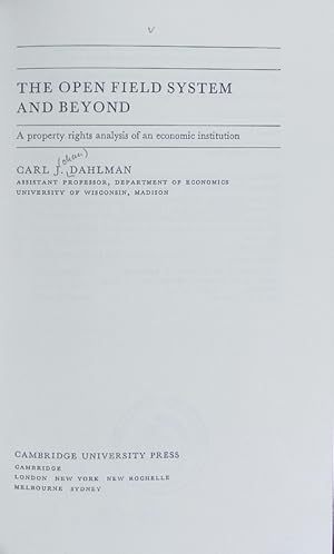 Imagen del vendedor de The open field system and beyond : a property rights analysis of an economic institution. a la venta por Antiquariat Bookfarm