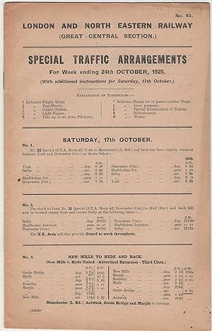 Imagen del vendedor de Special Traffic Arrangements for Week ending 24th October, 1925 (Great Central Section) a la venta por Anvil Books
