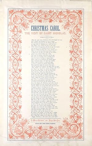 Bild des Verkufers fr Christmas Carol. The Visit of Saint Nicholas. Written by Prof. C. C. Moore [caption title] zum Verkauf von Brick Row Book Shop, ABAA