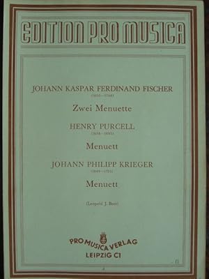 Imagen del vendedor de Johann Kaspar Ferdinand Fischer: Zwei Menuette. / Henry Purcell: Menuett. / Johann Philipp Krieger: Menuett. Hier: Ausgabe fr Klavier zu 2 Hnden. Arr.: Leopold J. Beer. a la venta por Antiquariat Tarter, Einzelunternehmen,