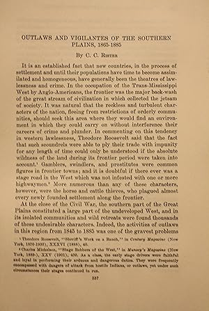 Bild des Verkufers fr Outlaws And Vigilantes Of The Southern Plains 1865-1885 zum Verkauf von Old West Books  (ABAA)