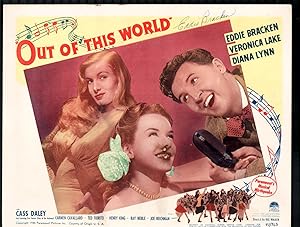 Out of the World 11'x14' Lobby Card Eddie Bracken Veronica Lake Autographed
