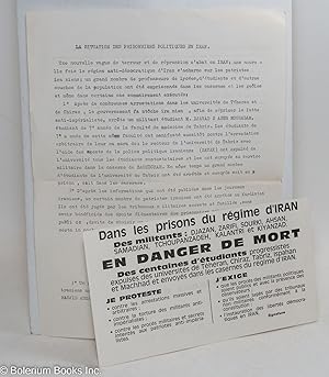 Seller image for (Handbill, a canvassing for letter-writers to the Iranian Embassy in Paris to protest detentions): La Situation des Prisonniers Politiques en Iran [2 parts, a leaf of mimeo'd text plus a professionally printed card] for sale by Bolerium Books Inc.