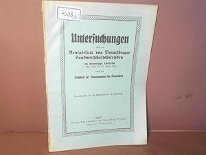 Untersuchungen über die Rentabilität Vorarlberger Landwirtschaftsbetriebe im Erntejahr 1925/26 du...