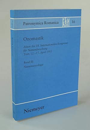Bild des Verkufers fr Onomastik Bd. III: Namensoziologie. zum Verkauf von Antiquariat Dorner