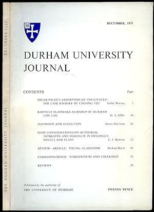 Seller image for The Durham University Journal | Volume LXIV No. 1 (New Series Volume XXXIII No. 1) December 1971 | Oscar Wilde's Absorption of Influences The Case History of Chaung Tzu for sale by Little Stour Books PBFA Member