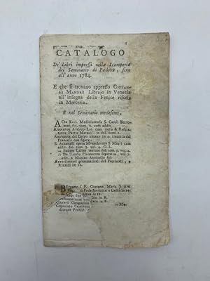 Catalogo deÂ libri impressi nella Stamperia del Seminario di Padova fino allÂanno 1784