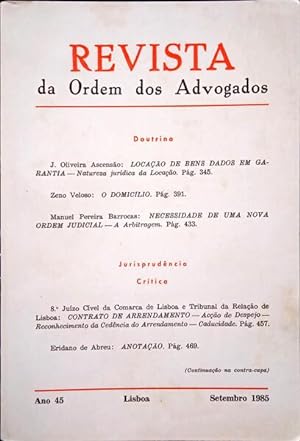 REVISTA DA ORDEM DOS ADVOGADOS ANO 45 - II, SETEMBRO 1985.