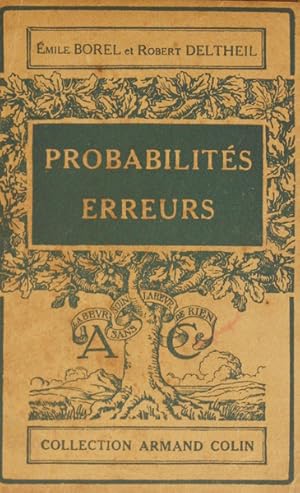 Imagen del vendedor de PROBABILITS ERREURS. a la venta por Livraria Castro e Silva