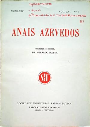 ANAIS AZEVEDOS, VOLUME XVI, N.º 1-3, 1964.