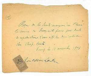 Bild des Verkufers fr Document signed ("H. Toulouse-Lautrec"). zum Verkauf von Antiquariat INLIBRIS Gilhofer Nfg. GmbH