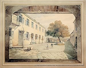 Seller image for Innenhof eines Landhauses Aquarell for sale by ANTIQUARIAT.WIEN Fine Books & Prints