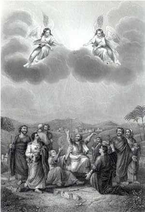 ANGELS DESCENDING ON THE APOSTLES,1860's Steel Engraved Print