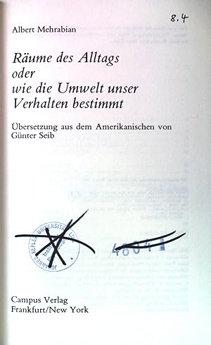 Immagine del venditore per Rume des Alltags oder wie die Umwelt unser Verhalten bestimmt. venduto da books4less (Versandantiquariat Petra Gros GmbH & Co. KG)