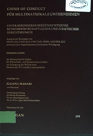 Codes of Conduct für multinationale Unternehmen. Unter besonderer Berücksichtigung betriebswirtsc...