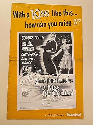 Seller image for A Kiss for Corliss Pressbook 1949 Shirley Temple, David Niven for sale by AcornBooksNH