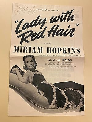 Image du vendeur pour Lady with Red Hair Pressbook 1940 Miriam Hopkins, Claude Rains mis en vente par AcornBooksNH