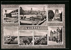 Bild des Verkufers fr Ansichtskarte Wolgast, Hafen, HOG Vier Jahreszeiten, Kirchplatz zum Verkauf von Bartko-Reher