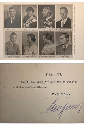 Dankespostkarte Kronprinz Wilhelms mit eigenhändiger Unterschrift,