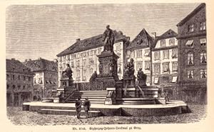 Bild des Verkufers fr Erzherzog-Johann-Denkmal zu Graz. Holzstich aus Spamer`s illustriertem Lexikon, Rckseite mit Text. zum Verkauf von Antiquariat Heinz Tessin