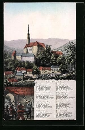 Image du vendeur pour Ansichtskarte Weesenstein, Gesamtansicht mit Schloss, Die beiden Trinker zu Weesenstein Gedicht mis en vente par Bartko-Reher