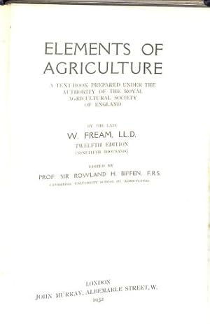 Image du vendeur pour Fream's Elements of Agriculture 12th edition mis en vente par WeBuyBooks