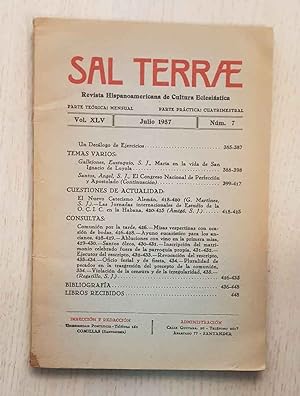 SAL TERRAE. Revista Hispanoamericana de Cultura Eclesiástica. Nº 7. Julio 1957: María en la vida ...