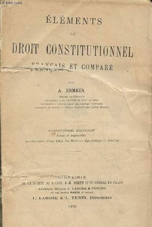Bild des Verkufers fr Elment de Droit Constitutionnel franais et compar (5me dition) zum Verkauf von Le-Livre