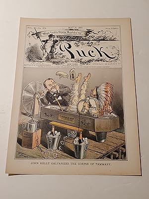 Seller image for 1882 Puck Lithograph of "John Kelly Galvanizes The Corpse Of Tammany" for sale by rareviewbooks