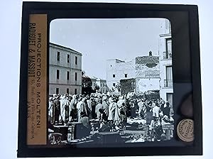 Seller image for ALGERIE ALGER MARCHE RUE KASBAH PALMIER PHOTO PLAQUE DE VERRE MOLTENI 1900 PARIS for sale by Librairie RAIMOND