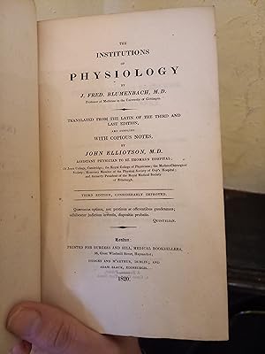 Seller image for The Institutions of Physiology for sale by Temple Bar Bookshop