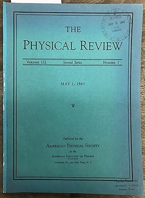 Bild des Verkufers fr The Physical Review. Second Series. Volume 122, Number 3. May 1, 1961 zum Verkauf von Zubal-Books, Since 1961