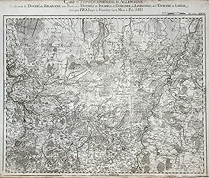 Kupferstich- Karte, b. I. W. Iaeger, "Carte topographique D'Allemagne Contenant le Duché de Braba...