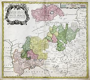 Kupferstich- Karte, b. Homann Erben, "Delineatio Geographica Territorii Celsissimorum S.R.I. Comi...