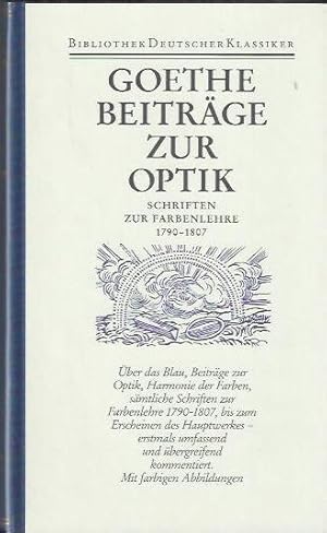 Bild des Verkufers fr Schriften zur Farbenlehre 1790 - 1807 : hrsg. von Manfred Wenzel zum Verkauf von bcher-stapel