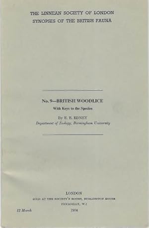 Imagen del vendedor de Synopses of the British fauna No. 9 British Woodlice with Keys to the Species a la venta por PEMBERLEY NATURAL HISTORY BOOKS BA, ABA