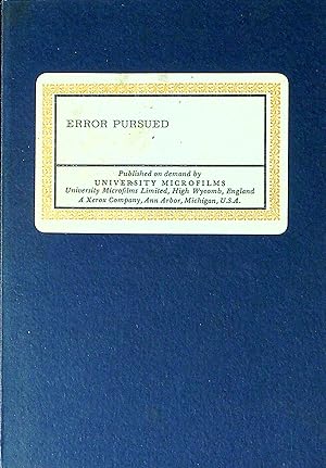 Seller image for Error Pursued for sale by Wonder Book