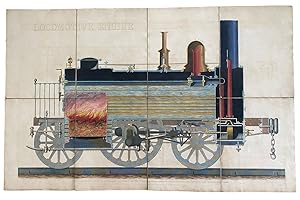 Seller image for Diagrams of the Steam Engine. (Original Cloth Portfolio, Cover Title): being 3 large folding hand colour plates on linen - "Locomotive Engine" 56x 88cm, folded to 18x 22cm & "Double Action Condensing Steam Engine" 56x 88cm, folded to 18x 22cm & "Manufacture Of Coal Gas".60x 91cm, folded to 31.5x 21.5cm /together with/: Historical and Descriptive Account of THE STEAM ENGINE, Designed to Convey a Popular Idea of its Principle and Mode of Action. A Companion to Reynolds's Large Diagrams of The Condensing and Locomotive Engines & Coal Gas for sale by J. Patrick McGahern Books Inc. (ABAC)