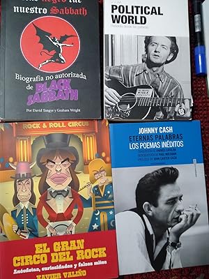 Image du vendeur pour JOHNNY CASH - ETERNAS PALABRAS - LOS POEMAS INDITOS + QU NEGRO FUE NUESTRO SABBATH + EL GRAN CIRCO DEL ROCK Ancdotas, curiosidades y falsos mitos + POLITICAL WORLD Rebelda desde las guitarras mis en vente par Libros Dickens