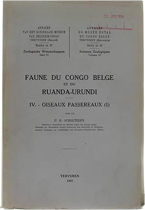 Faune du Congo Belge et du Ruanda-Urundi IV Oiseaux Passereaux